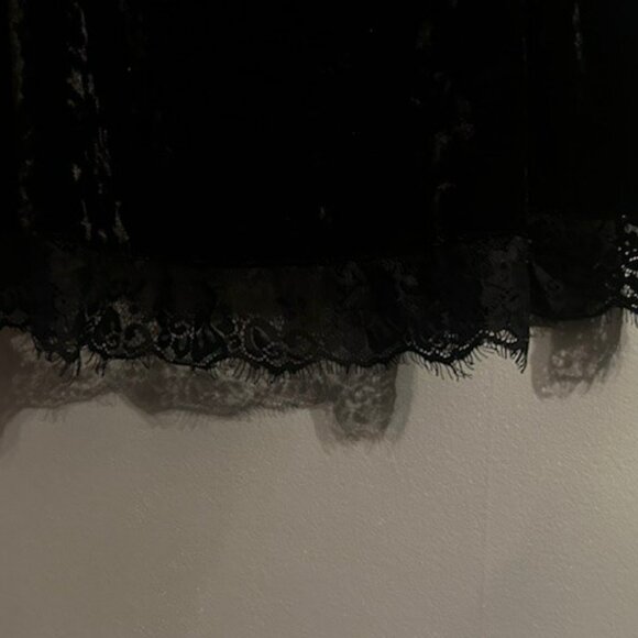 Hot Topic Black Velvet Slip Dress with Lace and Coffin Charm - Picture 5 of 6